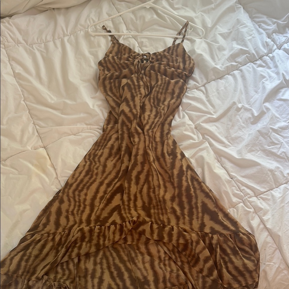 Brown Zebra Print Women's Dress